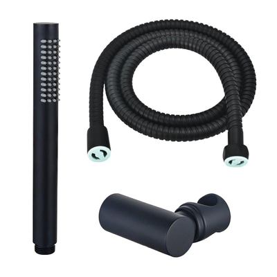 Fortifura Calvi Handdoucheset - 22.5cm - staaf - met houder - anti-twist slang - 150cm - Zwart