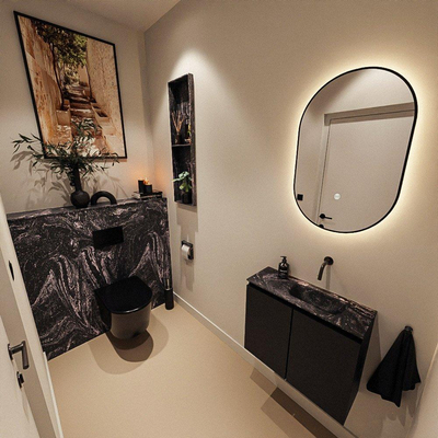 MONDIAZ TURE-DLUX 60cm toiletmeubel Urban. EDEN wastafel Lava positie rechts. Zonder kraangat.