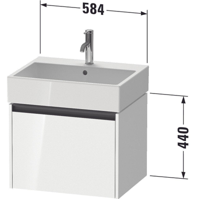 Duravit Ketho 2 wastafelonderbouwkast met 1 lade 58.4x46x44cm met greep antraciet betongrijs mat