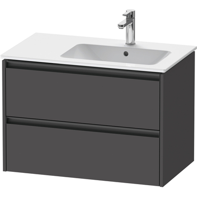 Duravit Ketho 2 wastafelonderbouwkast met 2 laden voor waskom rechts 81x48x54.9cm met grepen antraciet grafiet mat