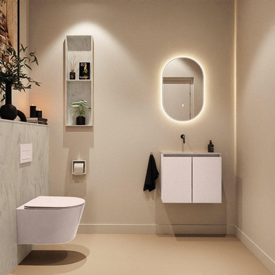 MONDIAZ TURE-DLUX 60cm toiletmeubel Rosee. EDEN wastafel Opalo positie links. Zonder kraangat.