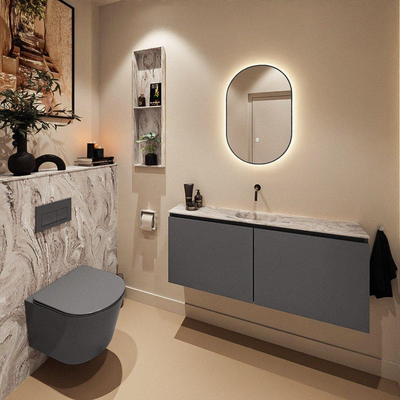 MONDIAZ TURE-DLUX 120cm toiletmeubel Dark Grey. EDEN wastafel Glace positie midden. Zonder kraangat.