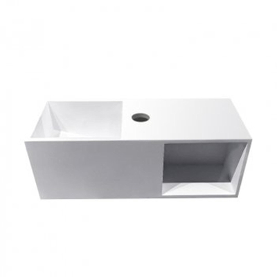 Wiesbaden Julia fonteinset solid surface met nis 54x20x20cm mat wit incl. Amador fonteinkraan geborsteld messing