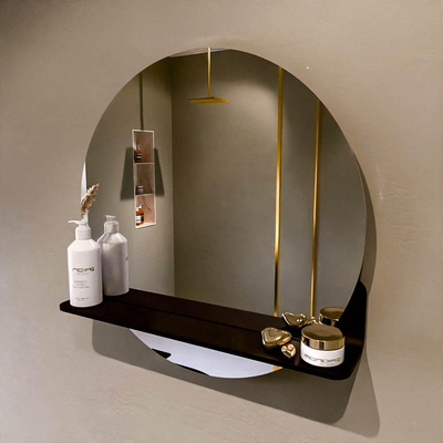 Mondiaz SPOT Badkamerspiegel - rond 60cm - spiegelplanchet - kleur Urban