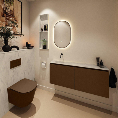 MONDIAZ TURE-DLUX 120cm toiletmeubel Rust. EDEN wastafel Opalo positie links. Zonder kraangat.