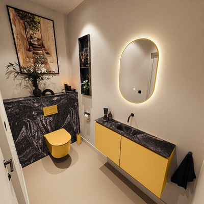 MONDIAZ TURE-DLUX 100cm toiletmeubel Ocher. EDEN wastafel Lava positie midden. Zonder kraangat.