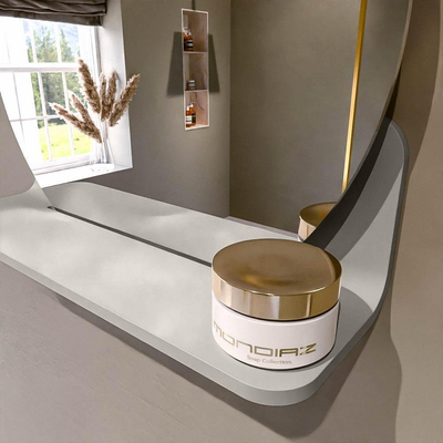 Mondiaz SPOT Badkamerspiegel - rond 40cm - spiegelplanchet - kleur Linen