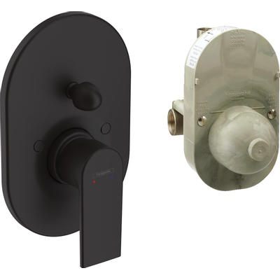 Hansgrohe Vernis Shape afbouwdeel v. inbouw badkraan m. omstel incl. inbouwdeel mat zwart