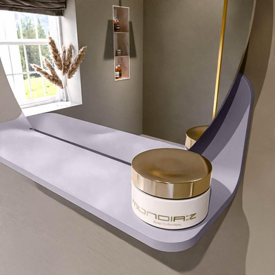 Mondiaz SPOT Badkamerspiegel - rond 40cm - spiegelplanchet - kleur Cale