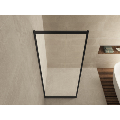 Wiesbaden Skyline zijwand voor nis schuifdeur 1000 x 2000 x 8 mm nano helder glas/mat zwart