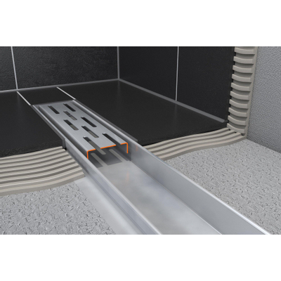 Easy Drain Compact 30 douchegoot RVS met enkele plaat RVS standaard RVS flens waterslot 30mm 90cm inbouw diepte 63mm met zijuitloop TWEEDEKANS