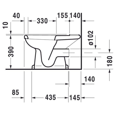 Duravit Serie 1930 staand toilet 38x39x65cm duoblok zonder reservoir diepspoel PK wit