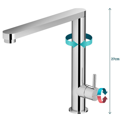 Hotbath Fellow keukenmengkraan 27x25cm met smalle hendel geborsteld nikkel OUTLETSTORE