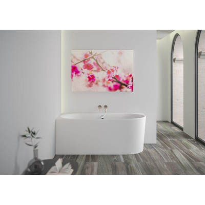 Plieger Kansas Hoekbad - 155x80x60cm - hoek links - met waterinlaat - met af- en overloopgarnituur - met poten - acryl - mat wit