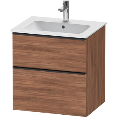 Duravit D-Neo wastafelonderkast 61x62.5x46.2cm 2 lades Noten Mat