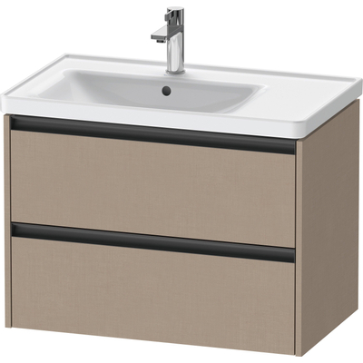 Duravit Ketho 2 wastafelonderbouwkast met 2 laden voor waskom links 78.4x45.5x54.9cm met grepen antraciet Linnen mat