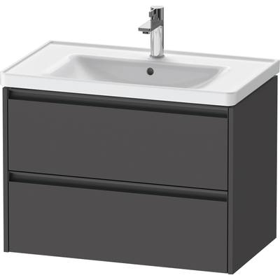 Duravit Ketho 2 wastafelonderbouwkast met 2 laden 78.4x45.5x54.9cm met grepen antraciet grafiet mat