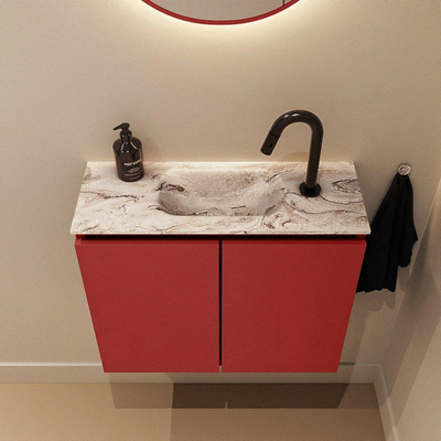 MONDIAZ TURE-DLUX 60cm toiletmeubel Fire. EDEN wastafel Glace positie midden. Met 1 kraangat.