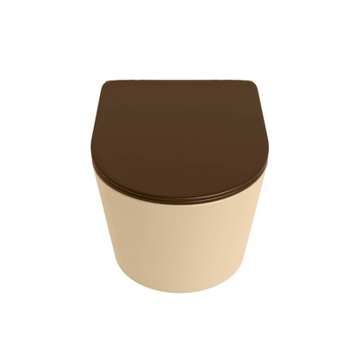 MONDIAZ LAVIE wandclosetpack - 36x53cm - diepspoel - rimless - Sand (beige) - softclose - quick-release - toiletzitting - Rust (rood)