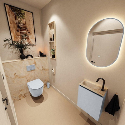MONDIAZ TURE-DLUX 40cm toiletmeubel Clay. EDEN wastafel Frappe positie links. Met 1 kraangat.