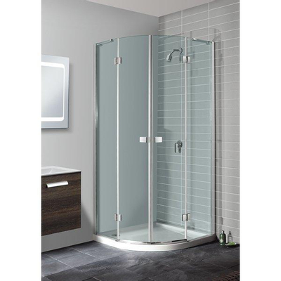 Crosswater Design New Douchecabine Kwartrond 90x90x195cm 2 draaideuren zilver profiel helder glas ZELF IN WINKEL DEMONTEREN.SHOWROOMMODEL