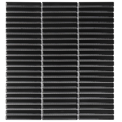 The Mosaic Factory Sevilla mozaïektegel - 28.2x30.8cm - wandtegel - Rechthoek - Porselein Black Glans