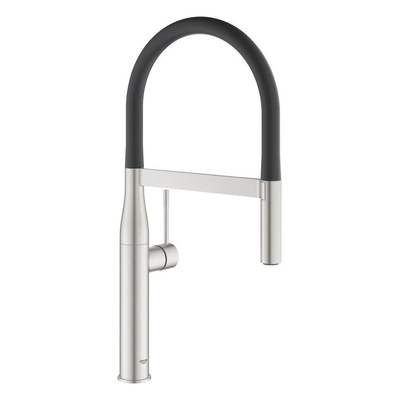 GROHE essence new Keukenkraan - hoog - uittrekbare uitloop - 2 straalsoorten - met profesionele handdouche - supersteel geborsteld