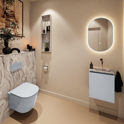 MONDIAZ TURE-DLUX 40cm toiletmeubel Clay. EDEN wastafel Glace positie rechts. Zonder kraangat.