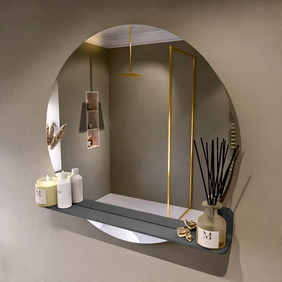 Mondiaz SPOT Badkamerspiegel - rond 90cm - spiegelplanchet - kleur Dark Grey