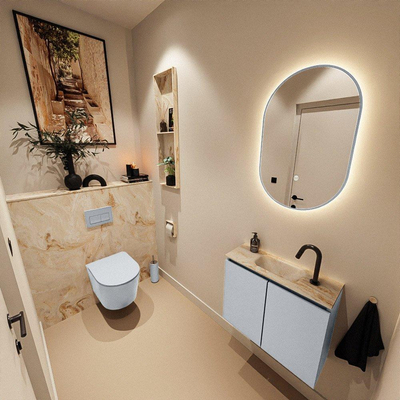 MONDIAZ TURE-DLUX 60cm toiletmeubel Clay. EDEN wastafel Frappe positie midden. Met 1 kraangat.