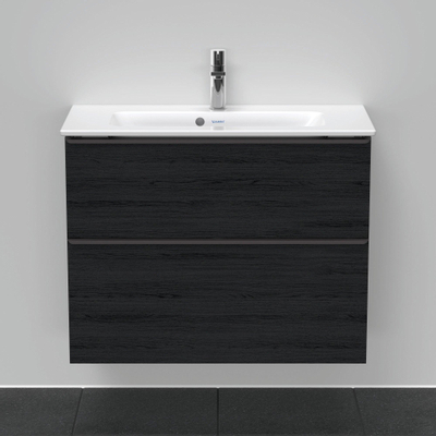 Duravit D-Neo wastafelonderkast 81x62.5x37.2cm 2 lades Eiken (zwart) Mat