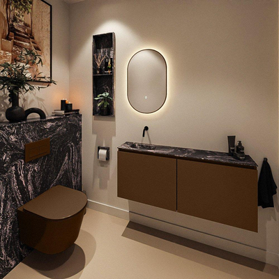 MONDIAZ TURE-DLUX 120cm toiletmeubel Rust. EDEN wastafel Lava positie links. Zonder kraangat.