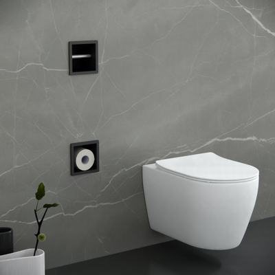 FugaFlow Eccelente Acces Inbouw Reserve- en toiletrolhouder - Mat Zwart -