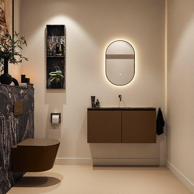 MONDIAZ TURE-DLUX 100cm toiletmeubel Rust. EDEN wastafel Lava positie midden. Zonder kraangat.