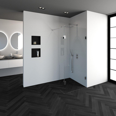 BRAUER Create Inloopdouche - 90x200cm - profielloos - 30cm - zijwand - antikalk - 8mm veiligheidsglas - chroom