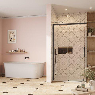 Crosswater Asura zijpaneel voor schuifdeur - 80cm - mat zwart