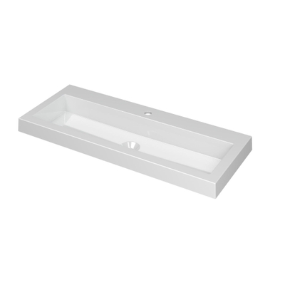 INK Dock wastafel - 100x40x6cm - 1 wasbak - 1 kraangat - polystone wit glans