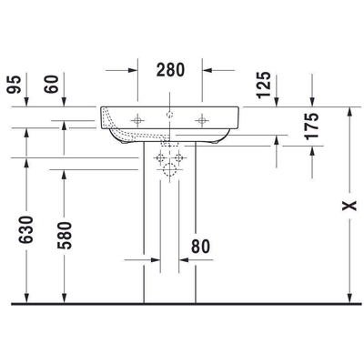 Duravit Happy d.2 wastafel 60x47.5cm 1 kraangat met overloop wit