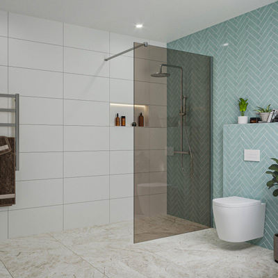 Fortifura Galeria inloopdouche - 110x200cm - rookglas - wandarm - chroom