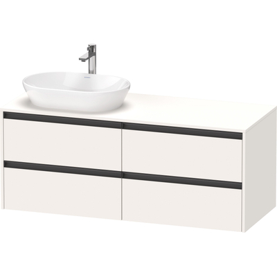 Duravit Ketho 2 wastafelonderbouwkast incl. consoleplaat met 4 laden voor waskom links 140x55x56.8cm met handgrepen antraciet wit supermat