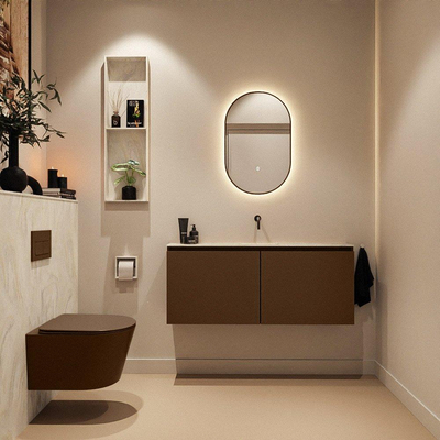MONDIAZ TURE-DLUX 120cm toiletmeubel Rust. EDEN wastafel Ostra positie midden. Zonder kraangat.