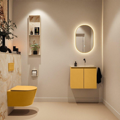 MONDIAZ TURE-DLUX 60cm toiletmeubel Ocher. EDEN wastafel Frappe positie rechts. Zonder kraangat.