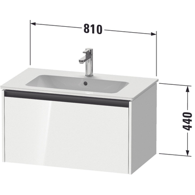 Duravit Ketho 2 wastafelonderbouwkast met 1 lade 81x48x44cm met greep antraciet betongrijs mat