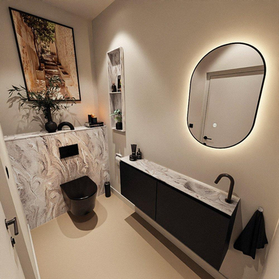 MONDIAZ TURE-DLUX 120cm toiletmeubel Urban. EDEN wastafel Glace positie rechts. Met 1 kraangat.