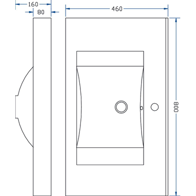 Xellanz Wiesbaden Tigris wastafel enkel met 1 kraangat 80x46x8 cm kunstmarmer glans wit