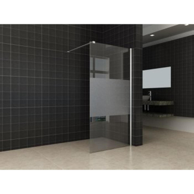 Wiesbaden Partly inloopdouche 100x200cm 10mm NANO coating glas met gedeeltelijk mat glas aluminium profiel zilver