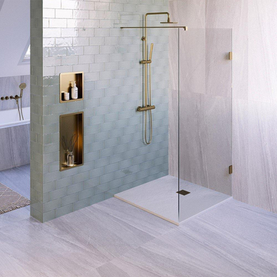 BRAUER Relievo Crag Douchebak 100x100cm antislip antibacterieel mineraalmarmer mat wit