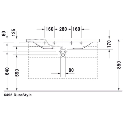 Duravit Durastyle wastafel 120x48cm 1 kraangat met overloop wit