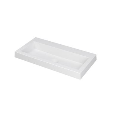 INK Dock wastafel - 80x40x6cm - 1 wasbak - 0 kraangaten - polystone wit mat