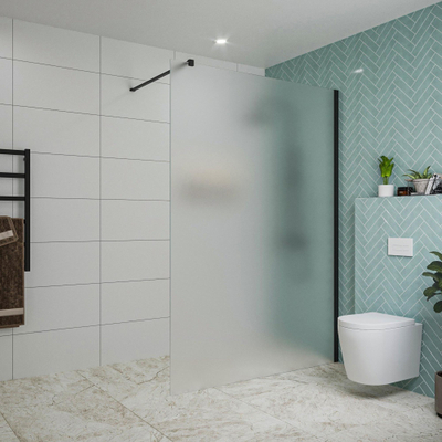 FugaFlow Eccelente Vetro inloopdouche badkamer - 140x200cm - mat glas - wandarm - mat zwart